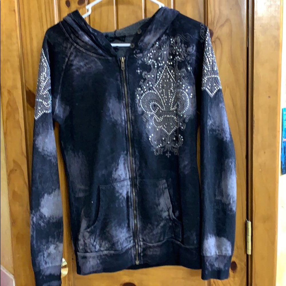 Zip up hoodie with bling detail